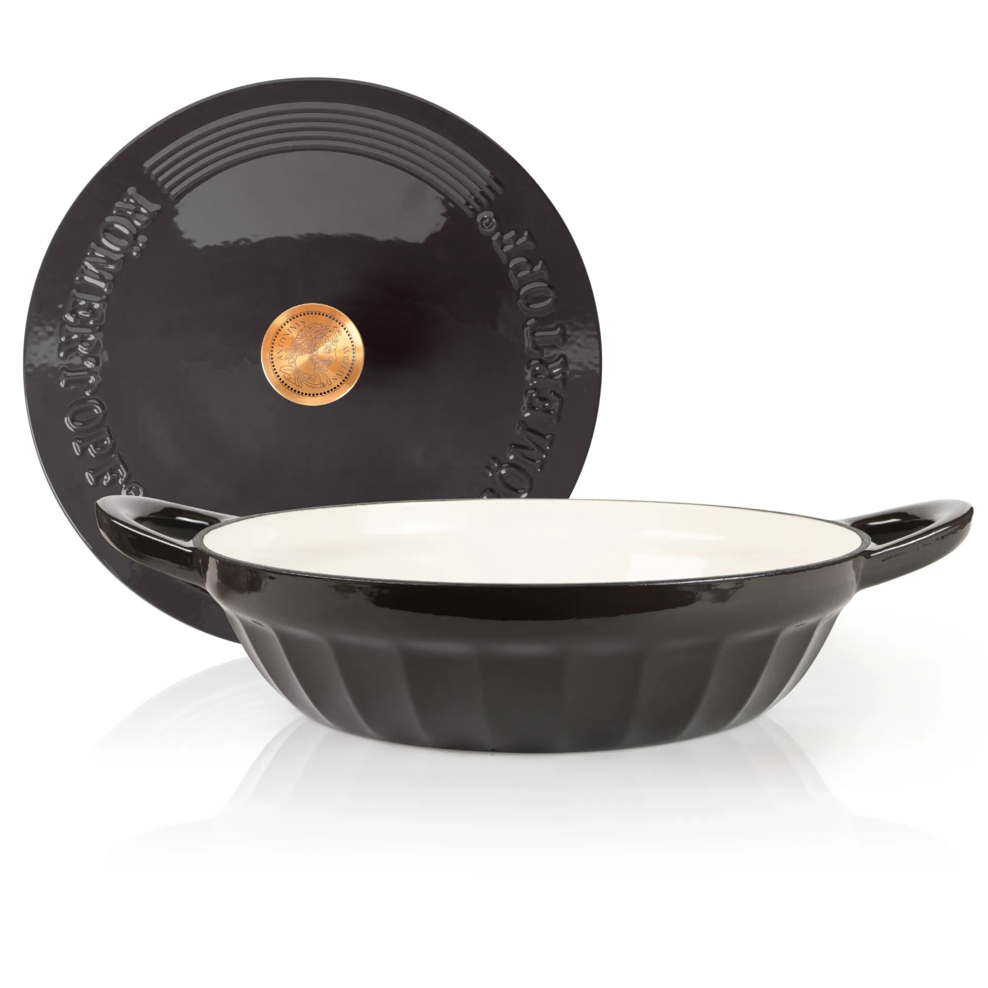 Gusseisen Schmorpfanne in Anthrazit – Römertopf Römertopf Gusseisen Schmorpfanne 28 cm in Anthrazit, emailliert, mit Deckel