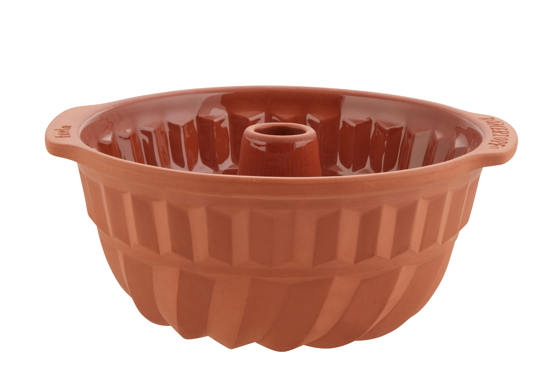Römertopf Gugelhupf-Form aus Keramik – Backform für saftigen Kuchen – Spülmaschinengeeignet & traditionell Gugelhupf-Backform aus naturfarbenem Ton der Marke Römertopf, mit mittiger Öffnung und leicht geriffelter Außenseite, auf weißem Hintergrund.