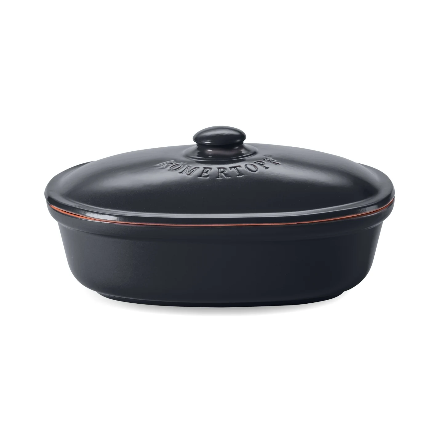 Brottopf oval MEDI 2,3 Liter in Schwarz – Römertopf Ovaler Römertopf Brottopf MEDI 2,3 Liter aus schwarzer Keramik, heller Deckel, seitliche Griffmulden, neutrale Fläche