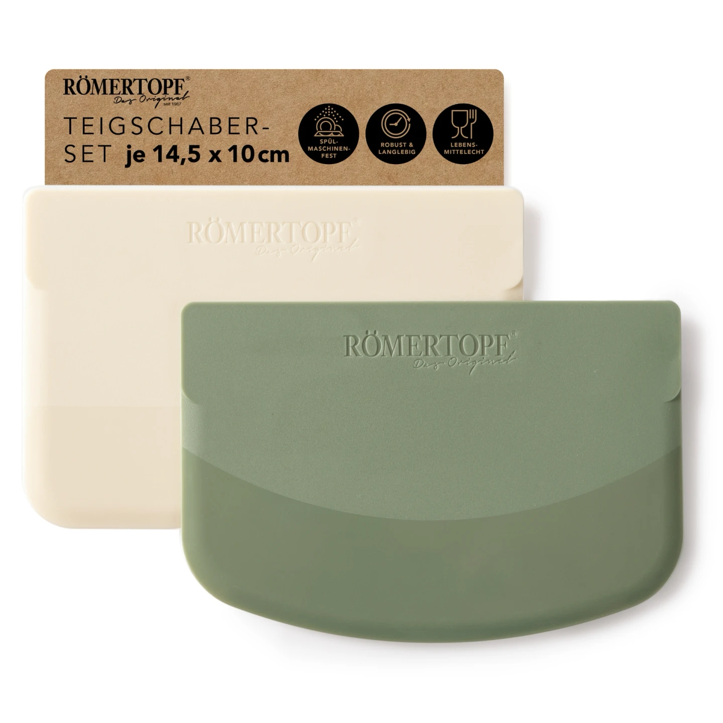 Teigschaber 2er Set, 14,5 cm – Römertopf Römertopf Teigschaber 2er Set: zwei flexible Teigkarten aus Kunststoff, je 14,5 cm