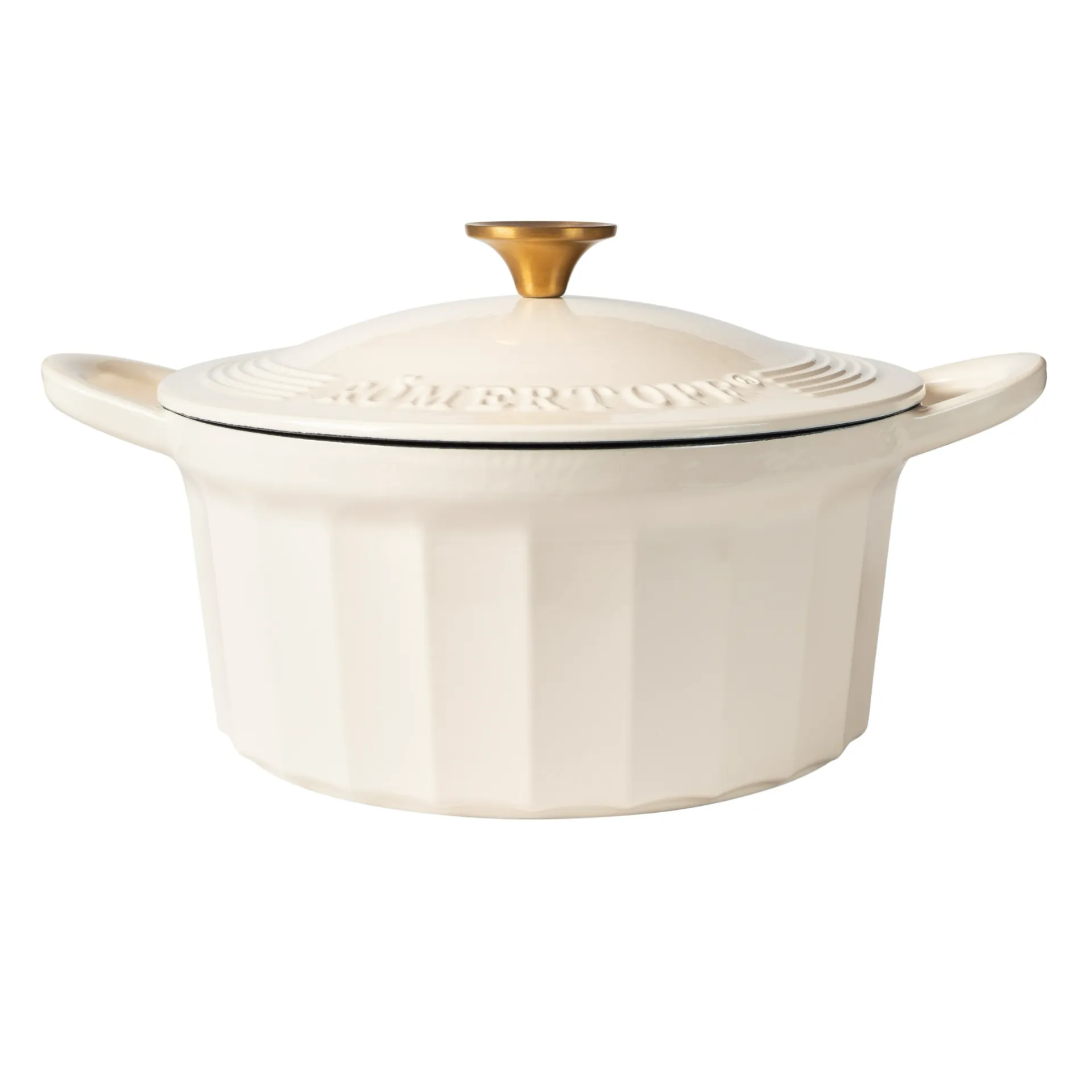 Gusseisen Topf 24 cm in Creme – Römertopf Römertopf Gusseisen Topf 24 cm in Creme, emaillierter Schmortopf mit Deckel, 3,5 Liter
