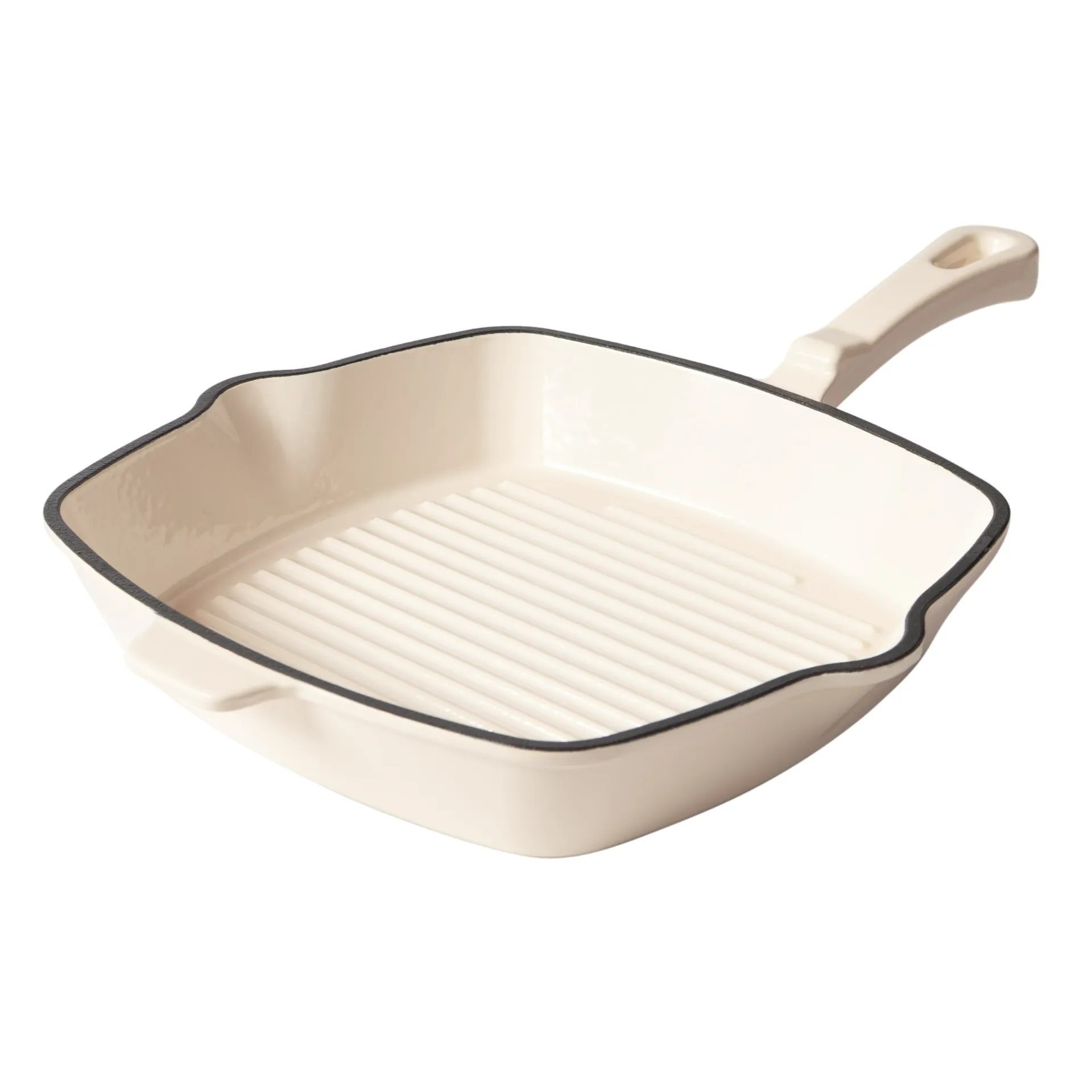 Gusseisen Grillpfanne eckig in Creme – Römertopf Römertopf Gusseisen Grillpfanne eckig in Creme, emailliert, mit Grillrillen, Außenmaße 38,9 × 26 cm