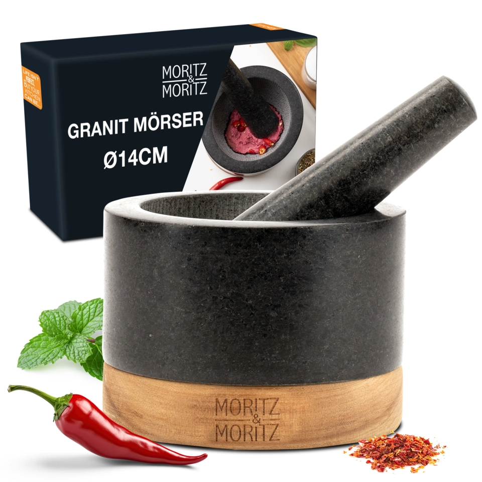 Granit Mörser mit Stößel 14cm Granit Mörser mit Stößel 14cm