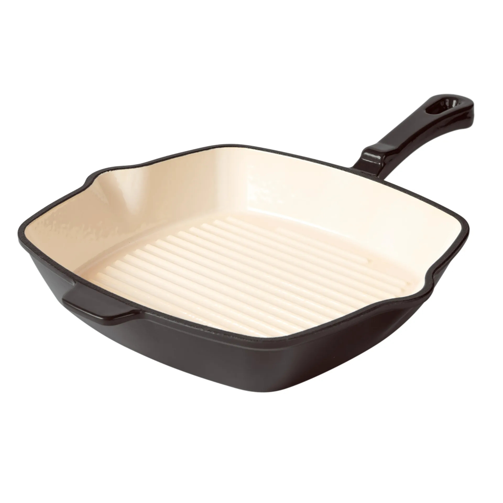 Gusseisen Grillpfanne eckig in Anthrazit – Römertopf Römertopf Gusseisen Grillpfanne eckig in Anthrazit, emailliert, mit Grillrillen, Außenmaße 38,9 × 26 cm