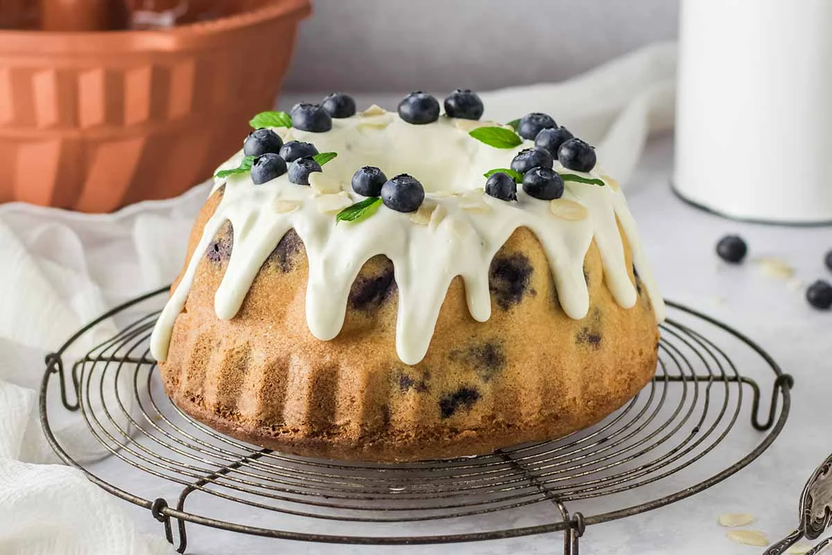 Blaubeer Gugelhupf mit Käsekuchen Füllung