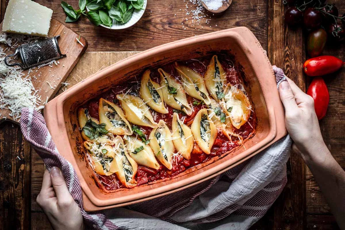 Muschelnudeln mit Spinat-Ricotta-Füllung