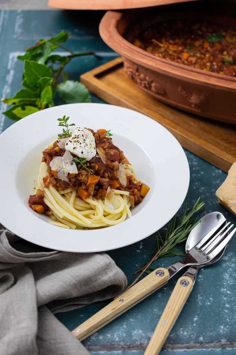 Linsenbolognese uit de Römertopf — Overig recept voor de Römertopf