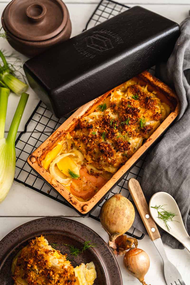 Fenchelgratin mit Vollkorn-Bröseln