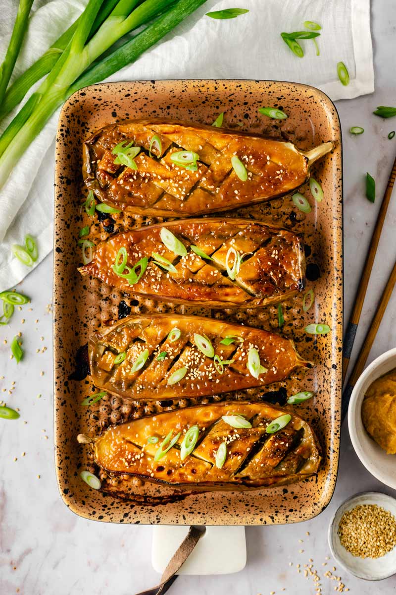 Miso-aubergine van de plancha — Overig recept voor de Römertopf