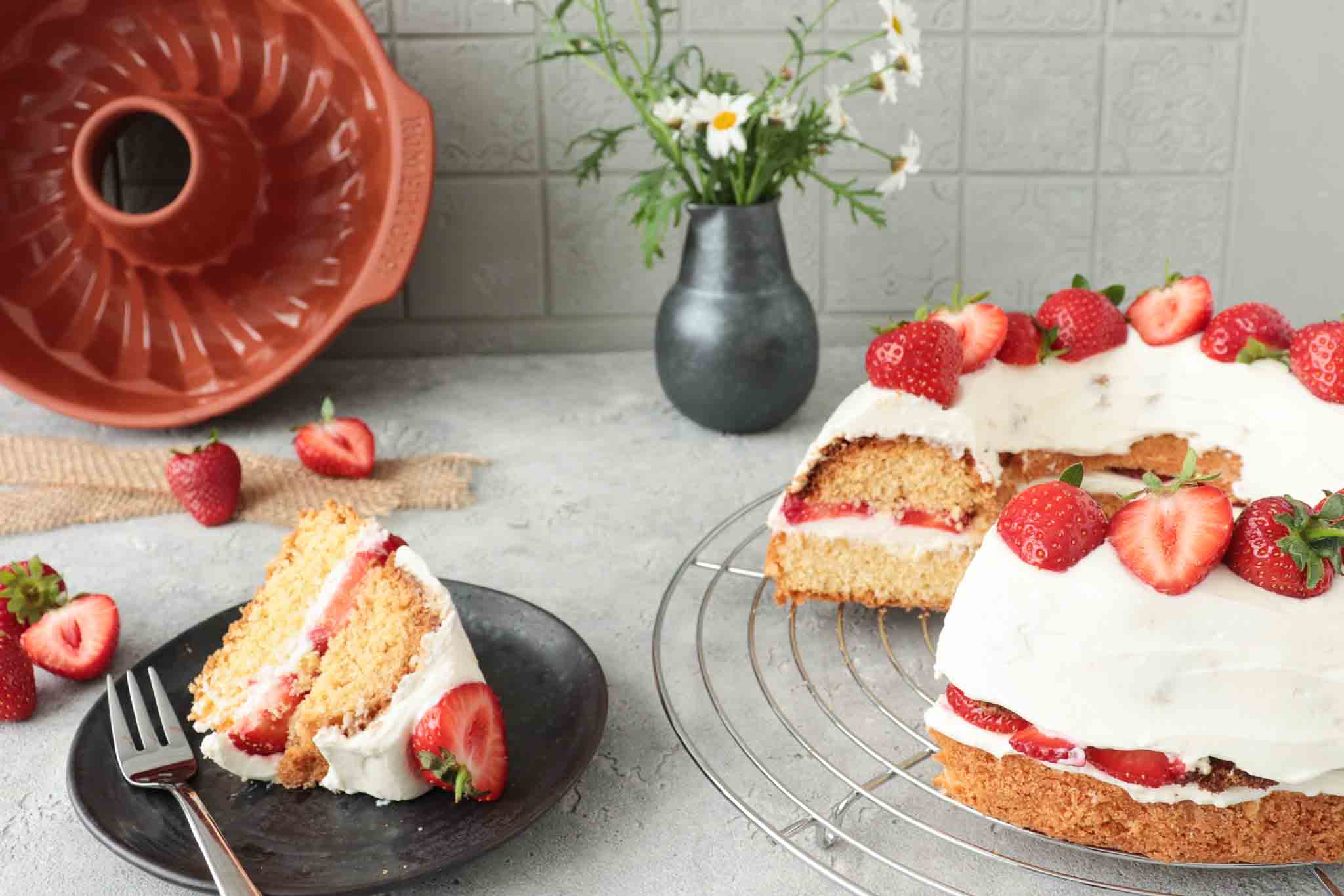 Aardbeienkranstaart uit de Römertopf — Overig recept voor de Römertopf