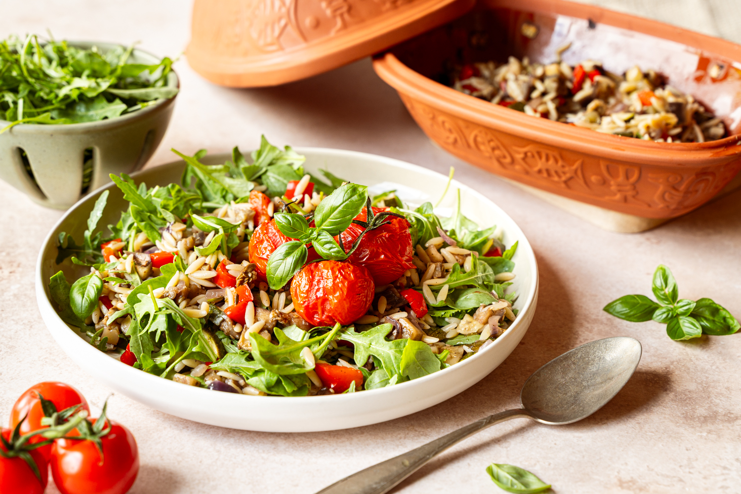 Lauwarmer Ratatouille Salat mit Kritharaki