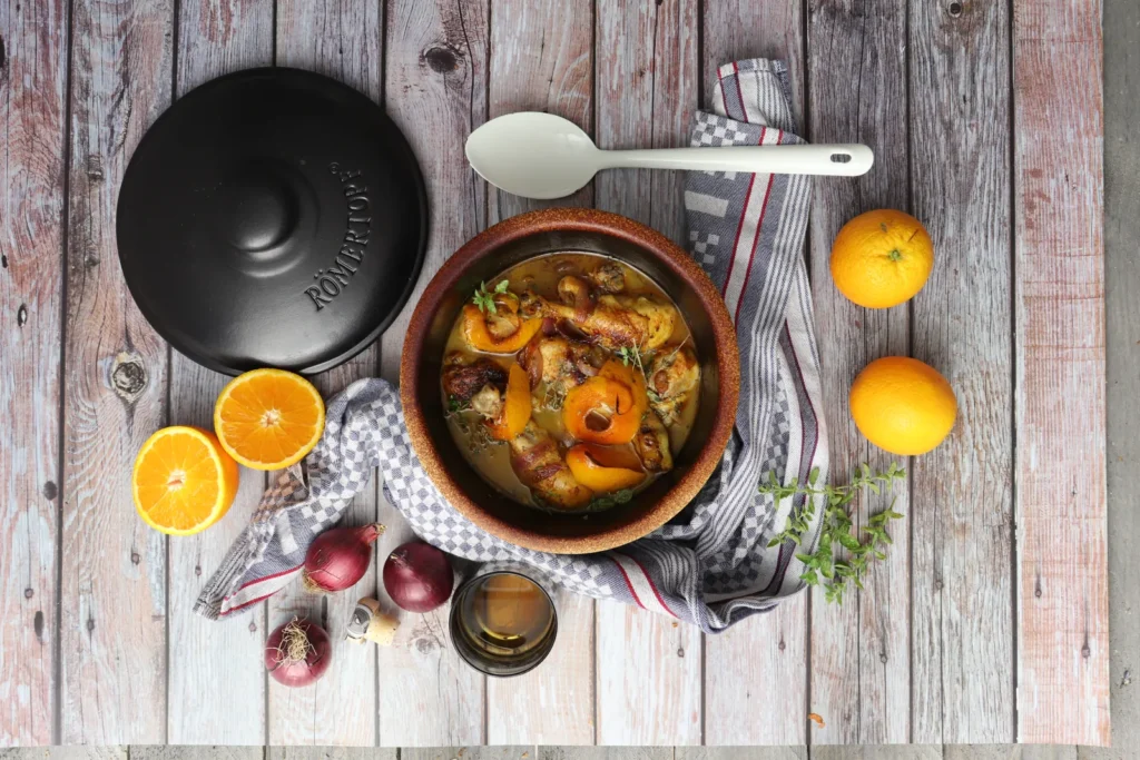 Chicken Drumsticks mit Orange, Speck und Rum