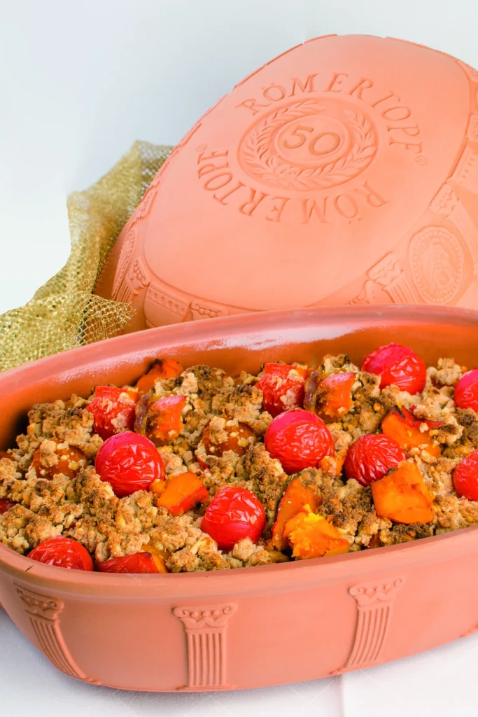 Kürbis-Crumble mit Parmesan-Thymian-Streuseln